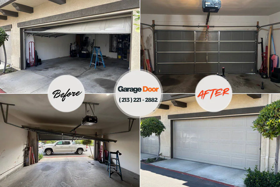 Before and after: garage door repair Jewett, TX